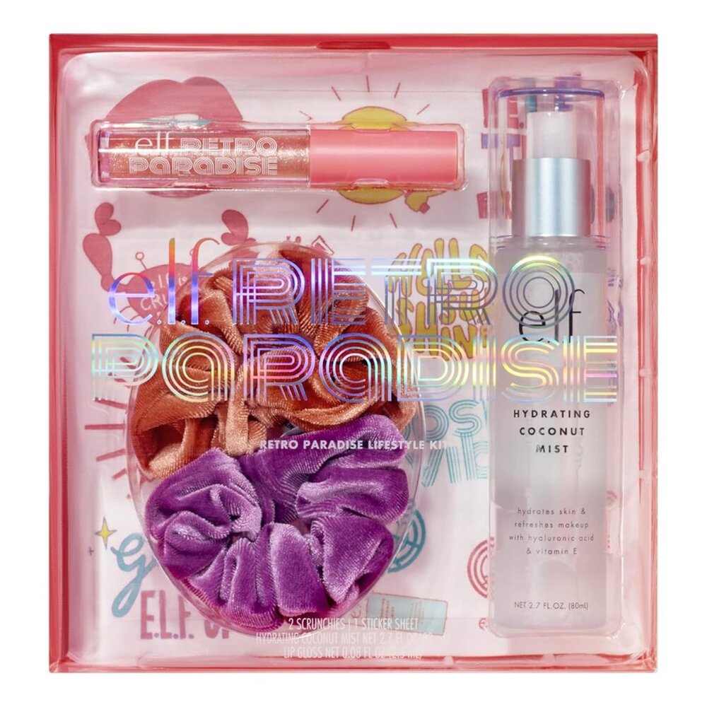 e.l.f. Retro Paradise Lifestyle & Scrunchies Kit  Mist & Gloss